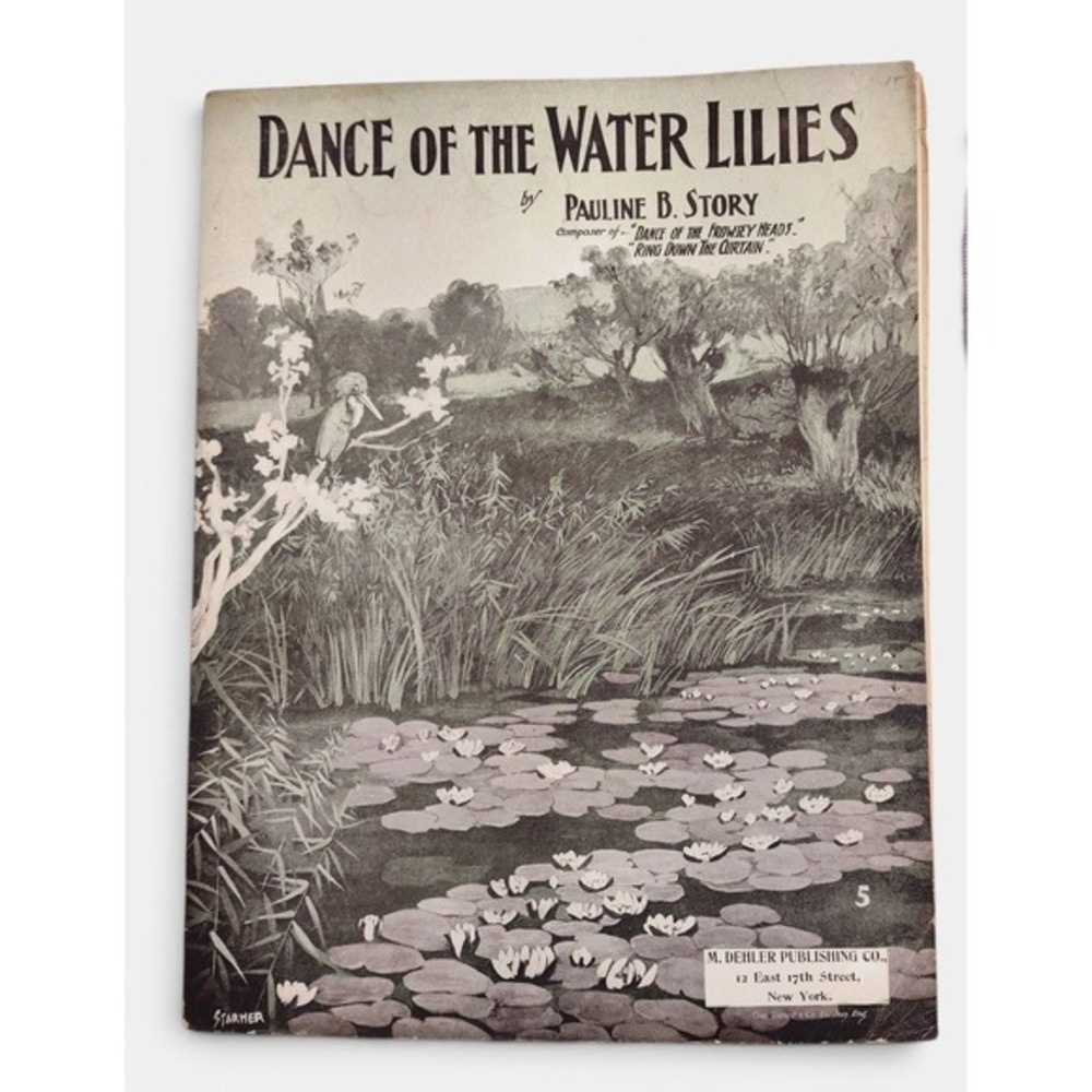 Dance of the Water‎ Lilies 1903 Antique Sheet Music Floral Pond Scene Wall Decor